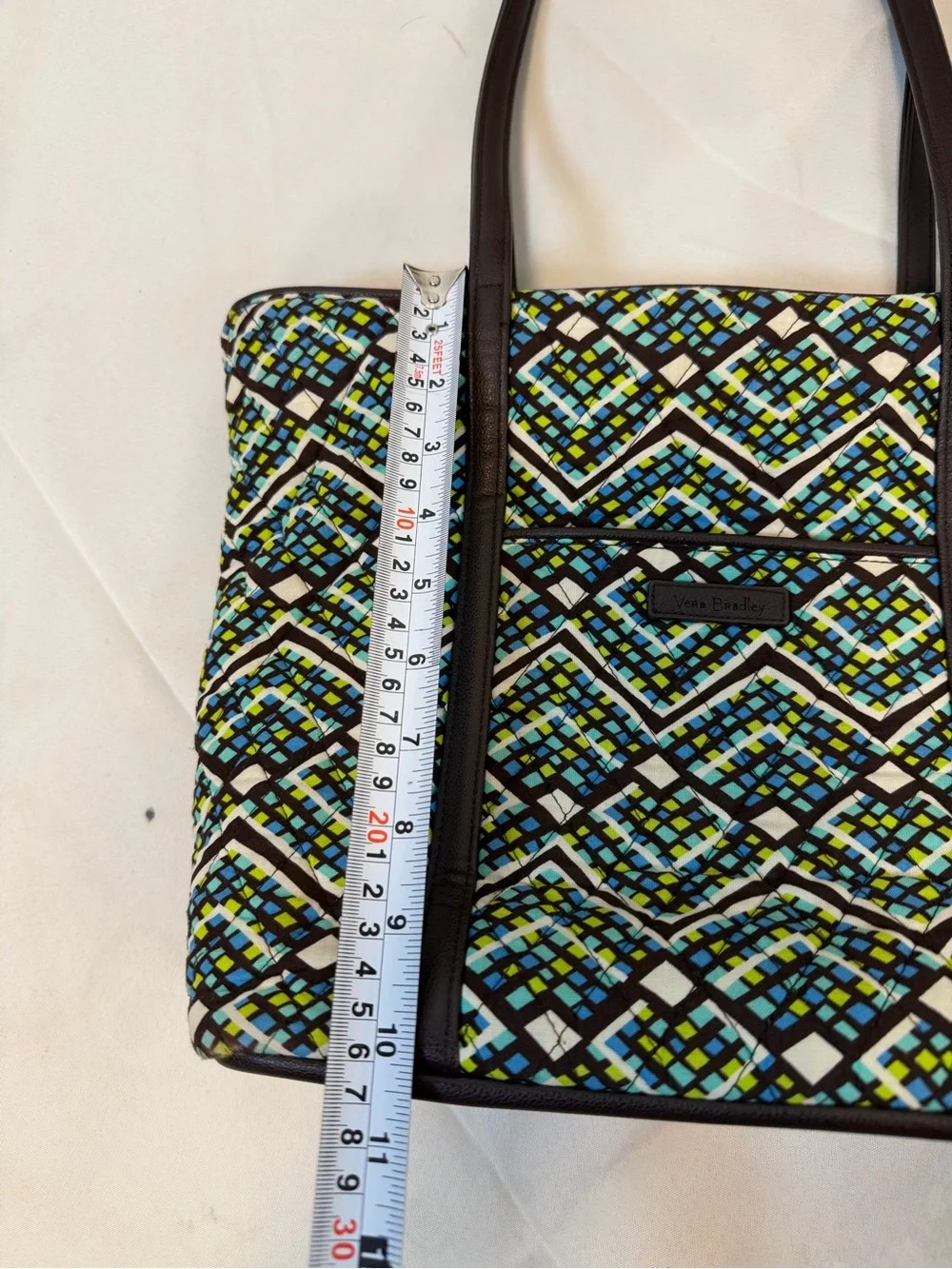 Vera Bradley Rain Forest Quilted Shoulder Bag‎ Geometric Chevron Pattern Zip Top